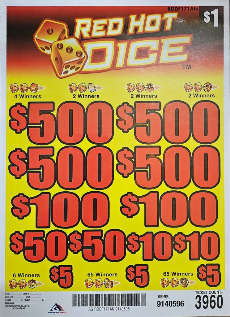 5 Window - $1 Ticket - $500 Top Prize