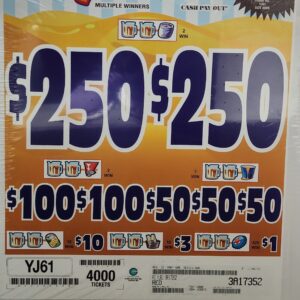 3 Window - $.50 Ticket - $250 Top Prize