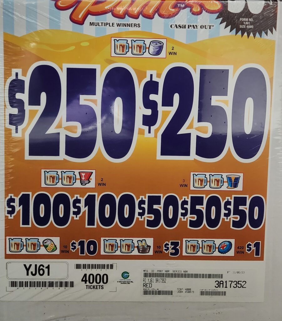 3 Window - $.50 Ticket - $250 Top Prize