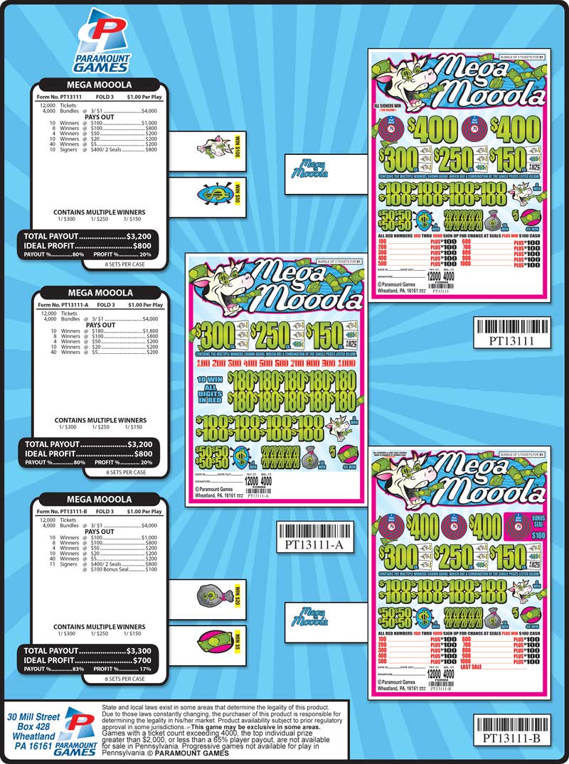 Jar Tickets - $1 per bundle - 400 Top Prize