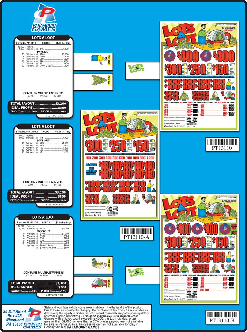 Jar Tickets - $1 per bundle - 400 Top Prize