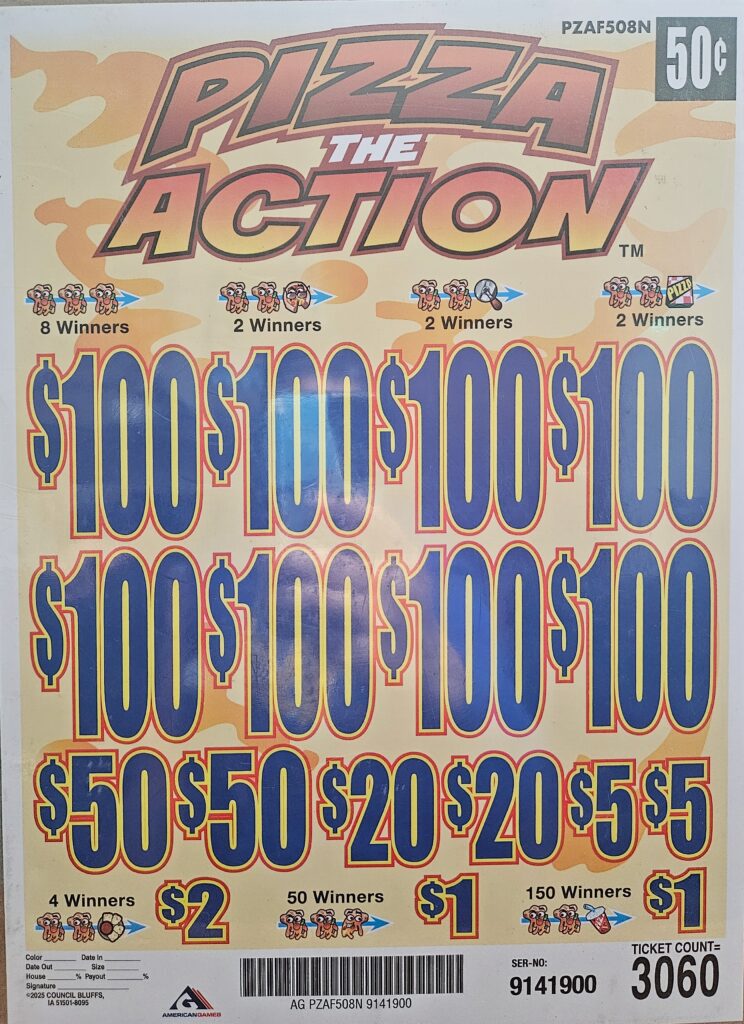 5 Window - $.50 Ticket - $100 Top Prize