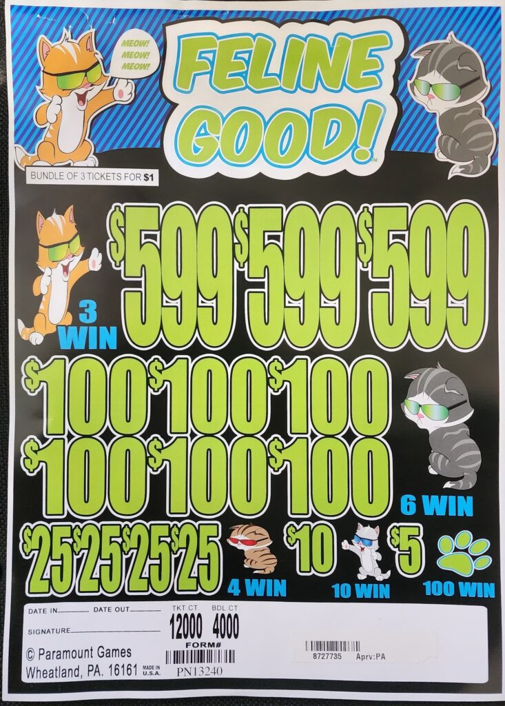 Jar Tickets - $1 per bundle - 599 Top Prize