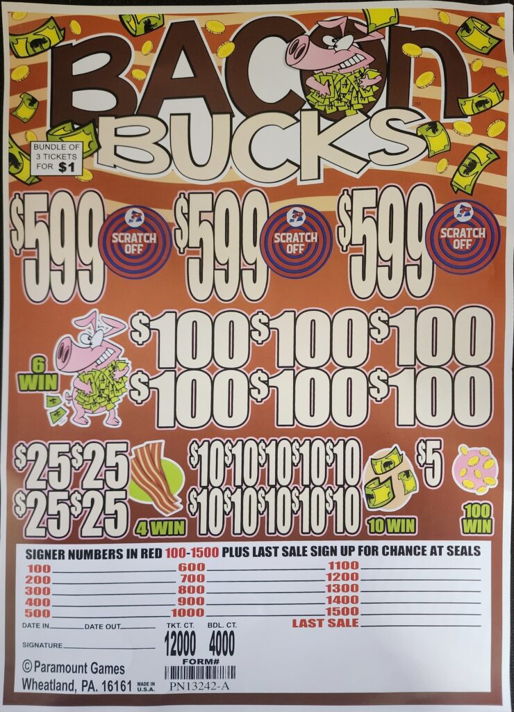 Jar Tickets - $1 per bundle - 599 Top Prize w/ Seal