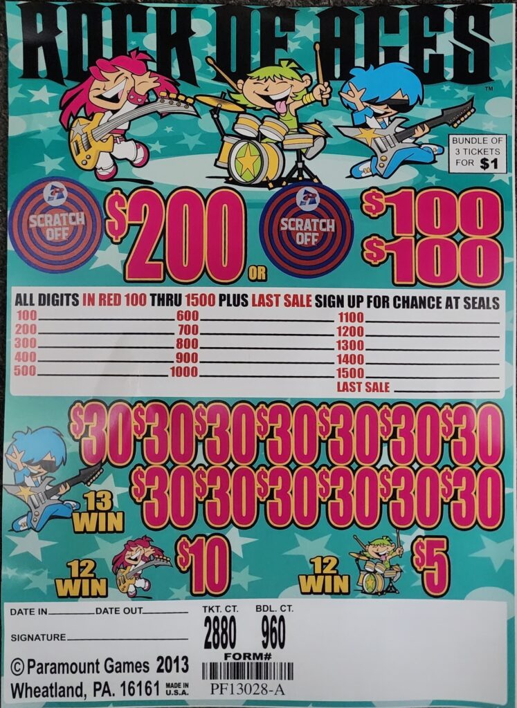 Jar Tickets - Small Game - $1 per bundle - $200 Top Prize