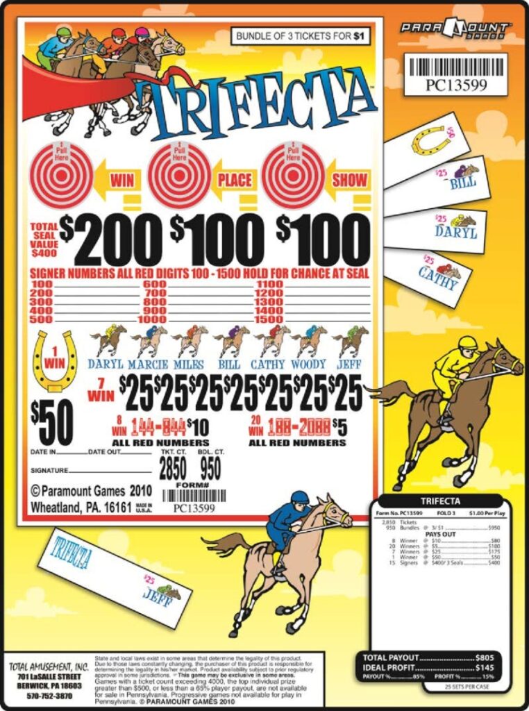 Jar Tickets - Trifecta - $1 per bundle - $200 Seal Prize