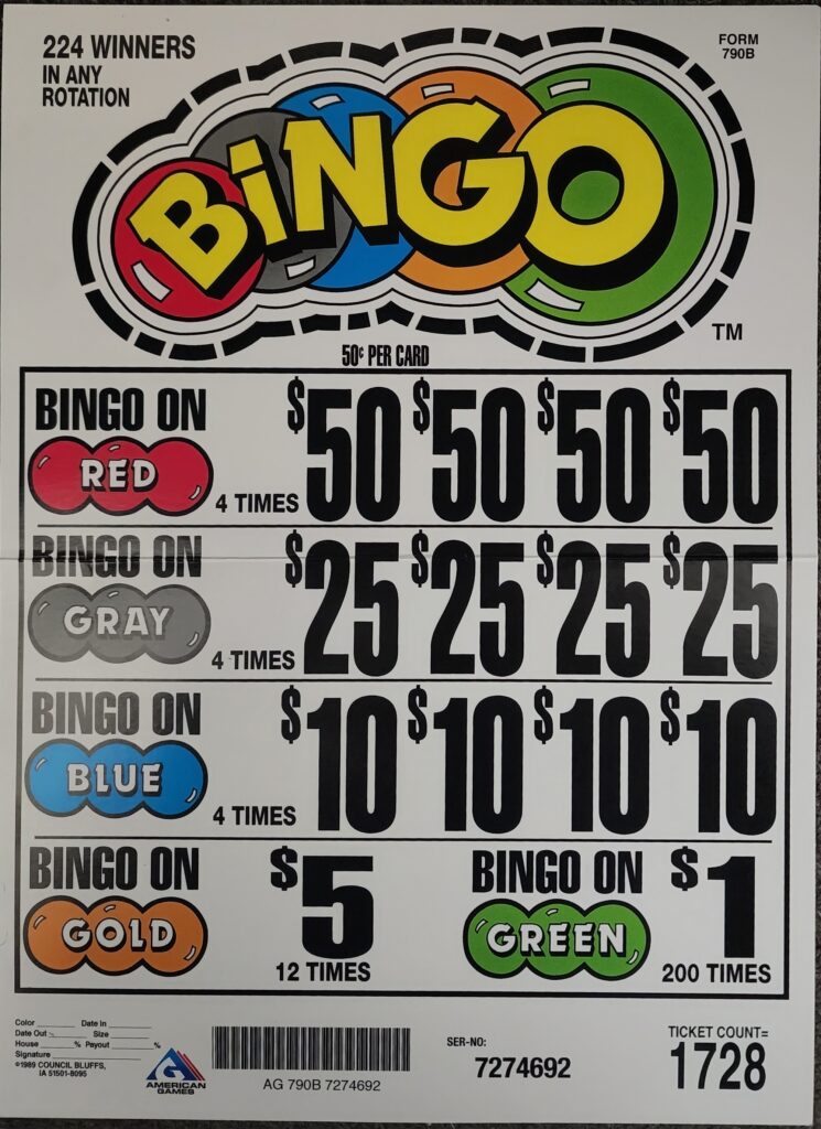 5 Window - $.50 Tickets - $50 TOP PRIZE